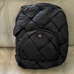 Sam Edelman Jianna Woven Nylon Backpack with Gold Logo and Zippers